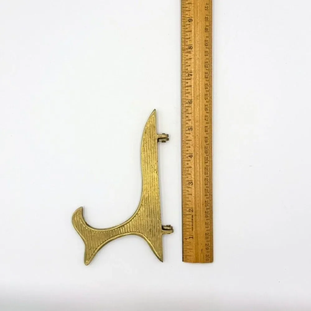 Vintage Brass Art Deco Style Folding Display Easel Plate Stand 6